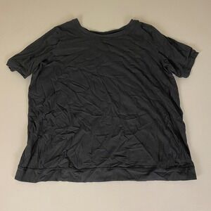 Woman Within T-Shirt Top Women's Plus Size 1X‎ Black Short Sleeve Cotton Casual